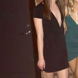 Deep V Black Dress
